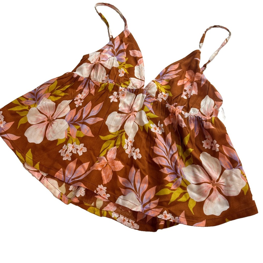 BILLABONG care Free Cami Coral Purple Tan Hawaiian Style - Small